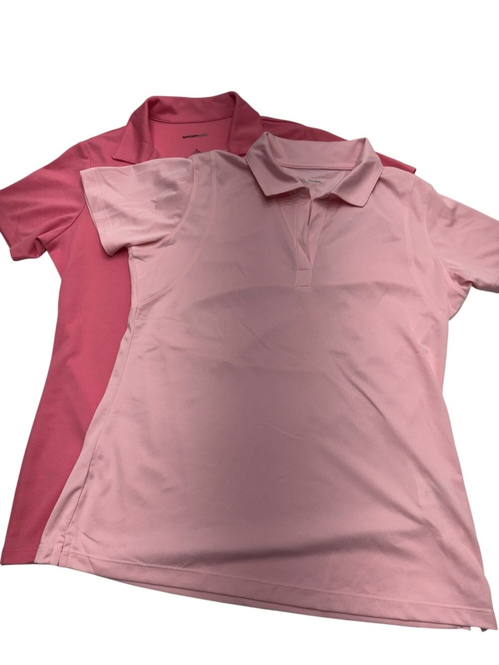 (2) SPORT-TEK Women’s Small Pink Golf Polo Shirts